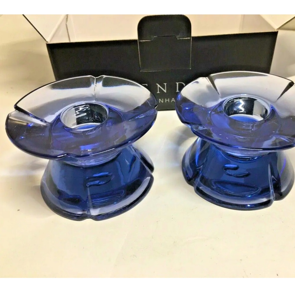 NEW ROSENDAHL COPENHAGEN GRAND CRU DANISH MODERN CANDLE HOLDERS BLUE